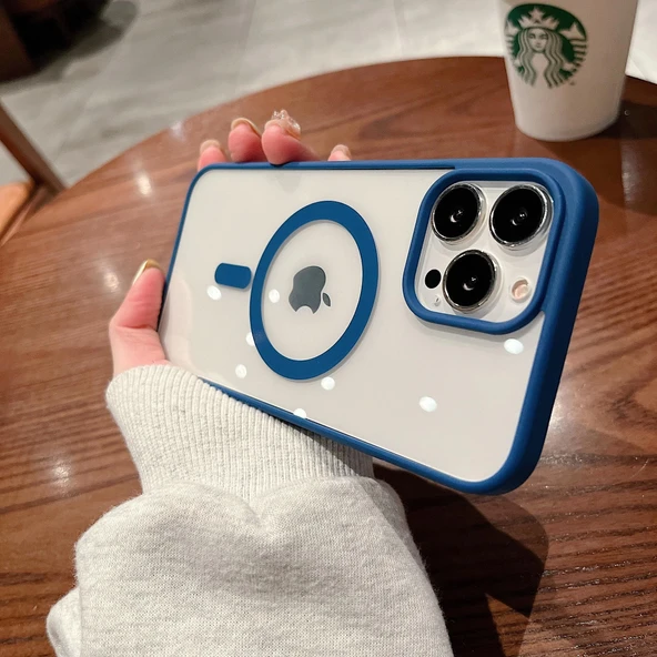 İphone 14 Pro Magsafe Uyumlu Mat Çerçeveli Telefon Kılıfı - 3
