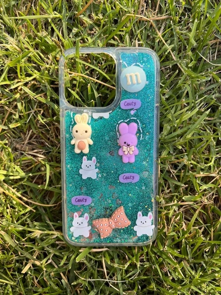İphone 11 Uyumlu Sulu Simli Karakterli Telefon Kılıfı - 2