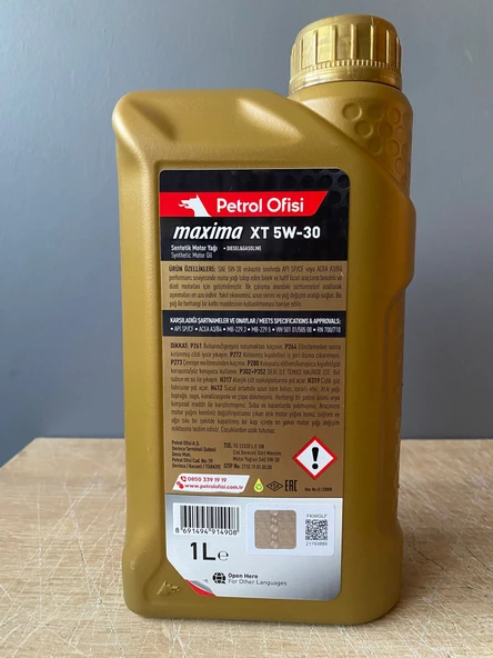 Petrol Ofisi XT 5W-30 1 Litre Sentetik Motor Yağı (2025 Üretim) - 2