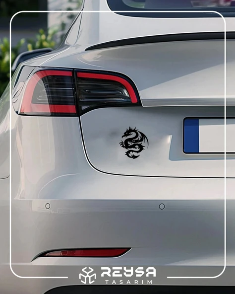 Ejderha Sticker 17x17 Cm Siyah - Resim 4