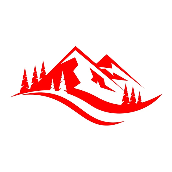 Dağ ve Ağaçlar Sticker17x17 Cm Kırmızı ürün görseli