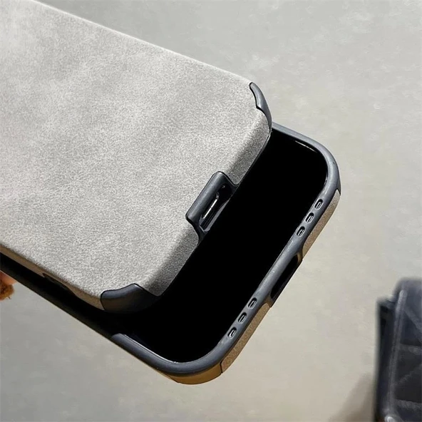 İphone 15 İle Uyumlu Premium Suni Suet Kamera Korumalı Kılıf - 4