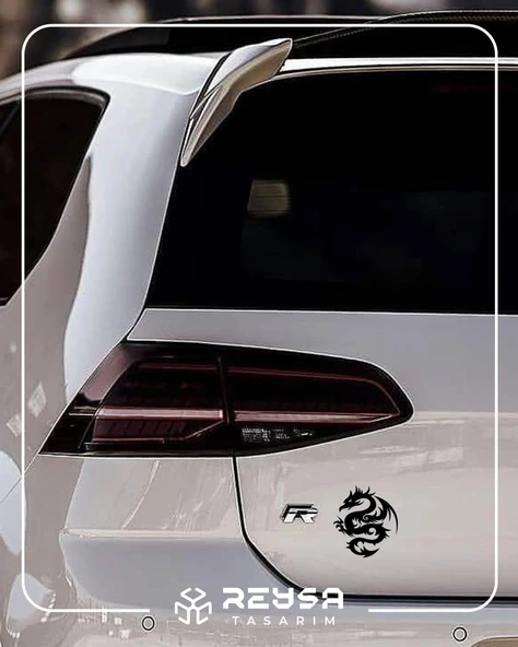 Ejderha Sticker 17x17 Cm Siyah - Resim 3