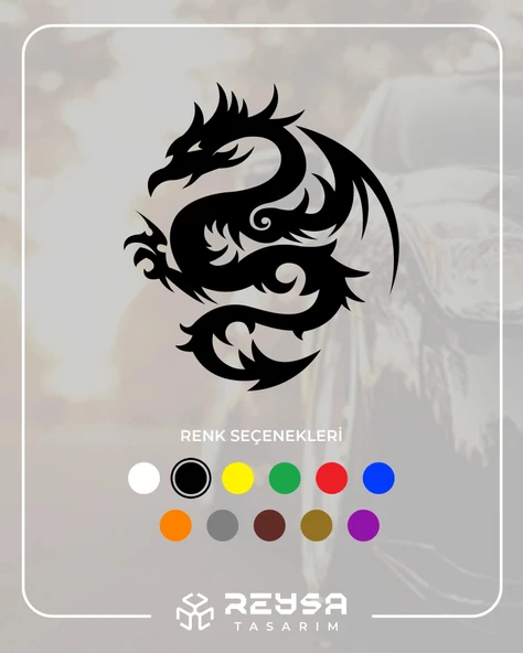Ejderha Sticker 17x17 Cm Siyah ürün görseli