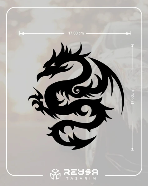 Ejderha Sticker 17x17 Cm Siyah - Resim 2