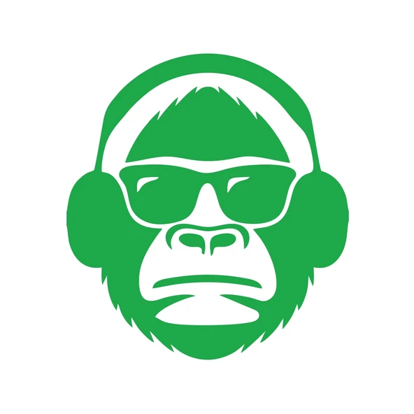 Kulaklıklı Maymun Sticker17x17 Cm Yeşil ürün görseli