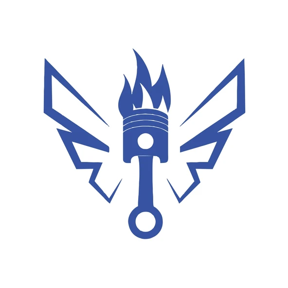 Kanatlı Alevli Piston Sticker17x17 Cm Mavi ürün görseli