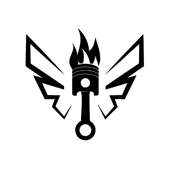 Kanatlı Alevli Piston Sticker17x17 Cm Siyah ürün görseli