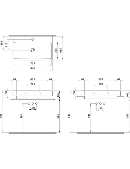 Bocchi Scala Tezgah Üstü Lavabo 80 cm Mat Antrasit 1078-020-0126 - 3