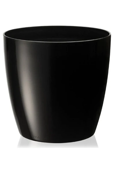 22 Litre 34x30cm Siyah Tabaksız Parlak Plastik Yakut Saksı No5