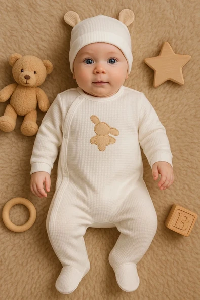 Waffle Tavşanlı Erkek Tulum %100 Pamuk ürün görseli 1