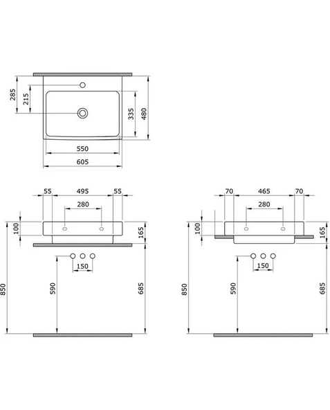 Bocchi Scala Tezgah Üstü Lavabo 60 cm Parlak Beyaz 1077-001-0126 - 3