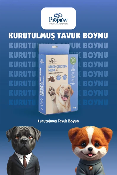 Kurutulmuş Tavuk Boyun Köpek Ödül Maması Çiğnemelik %100 Doğal Tüm Irklar İçin Yüksek Protein 100 g - 2