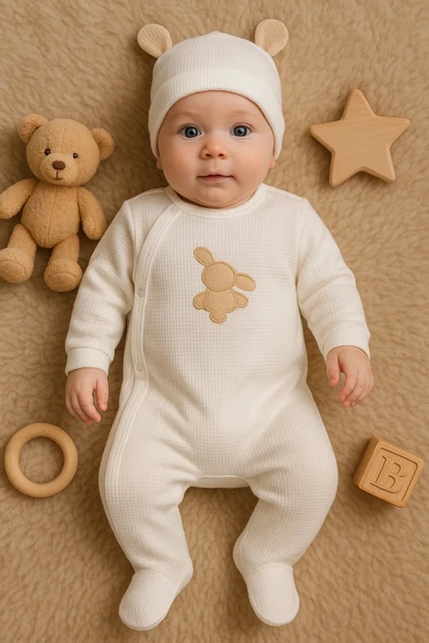 Waffle Tavşanlı Erkek Tulum %100 Pamuk - Resim 2