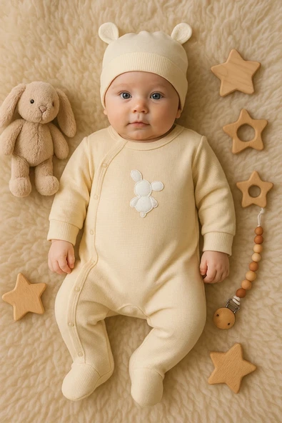 Waffle Tavşanlı Erkek Tulum %100 Pamuk - Resim 2