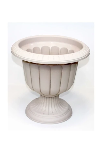 2 Adet 6 Litre Nergiz Saksı Seti Kırık Beyaz Ayaklı Plastik Çiçek Saksısı Set - 4