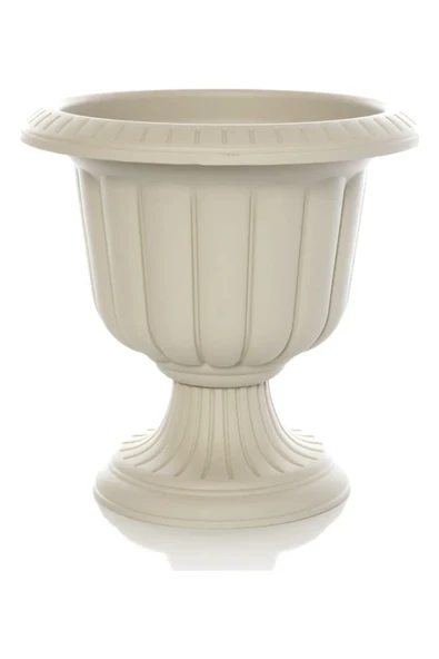 2 Adet 6 Litre Nergiz Saksı Seti Kırık Beyaz Ayaklı Plastik Çiçek Saksısı Set - 2