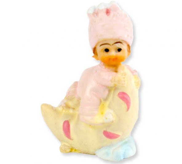 Bebek Ay Dede Üstünde Pembe 3x5 Cm