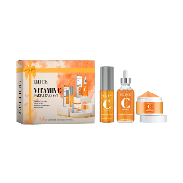 C Vitamini Yüz Bakım Seti - Nemlendirici, Yenileyici, Gözenek Sıkılaştırıcı