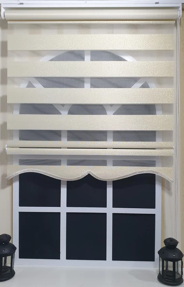 Zebra Stor Perde Altın Simli  Etek Dilimli ST 007  Altın 170 x 200 - 3
