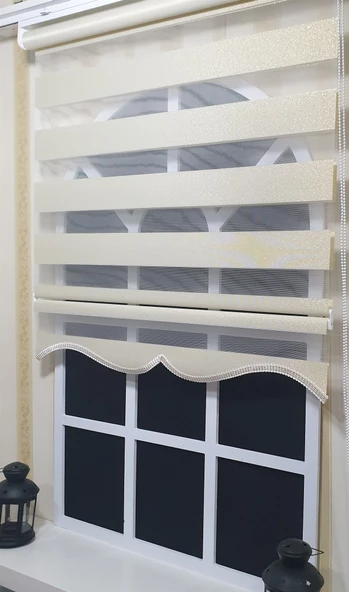 Zebra Stor Perde Altın Simli  Etek Dilimli ST 007  Altın 170 x 200 - 2