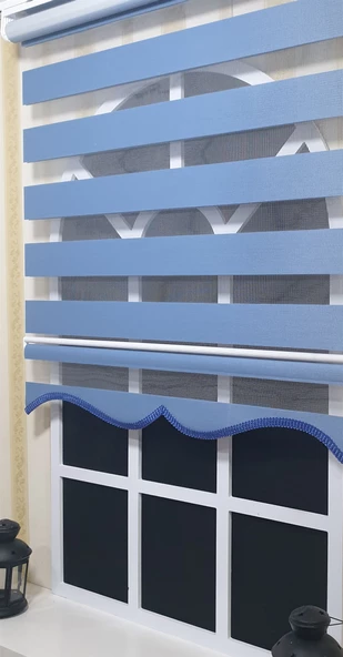 Zebra Stor Perde Mavi Etek Dilimli ST 006  Mavi 80 x 200 - 2