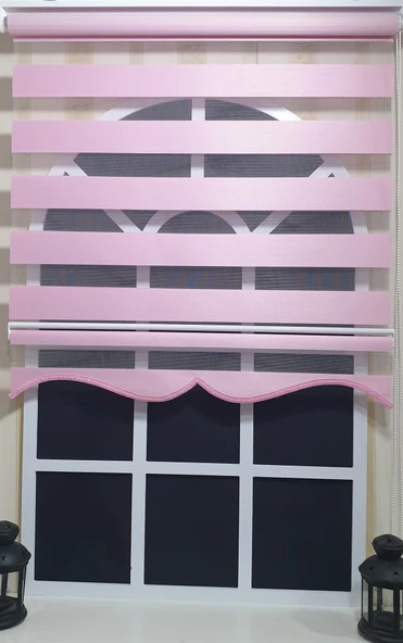 Zebra Stor Perde Pembe  Etek Dilimli ST 005  Pembe 90 x 200 - Resim 3