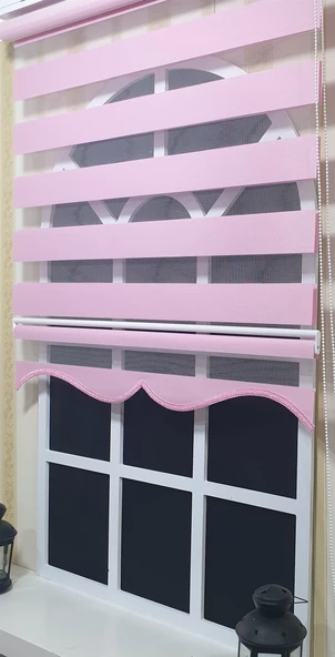 Zebra Stor Perde Pembe  Etek Dilimli ST 005  Pembe 90 x 200 - Resim 2