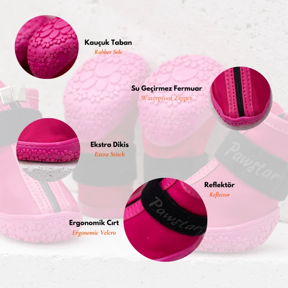 PawStar  Fuşya Köpek Ayakkabısı - 6