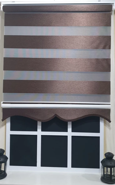Zebra Stor Perde Kahverengi  Etek Dilimli ST 004  Kahverengi 100 x 260 - 4