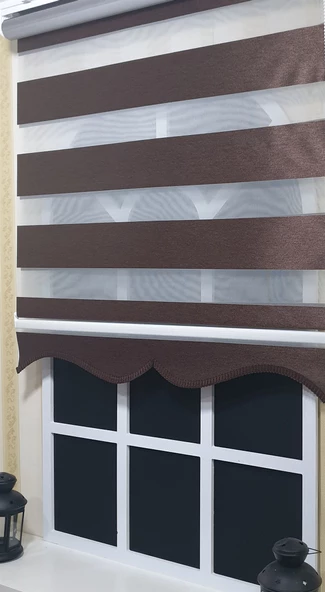 Zebra Stor Perde Kahverengi  Etek Dilimli ST 004  Kahverengi 100 x 260 - 2