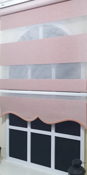 Zebra Stor Perde Pembe Geniş Bantlı Etek Dilimli ST 003  Pembe 100 x 200 - 2
