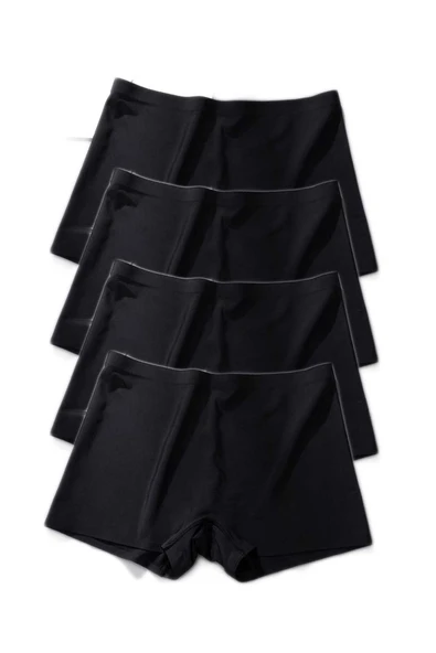 4 Adet Kadın Dikişsiz Görünmez İz Yapmaz Mini Şort Boxer Siyah - 5