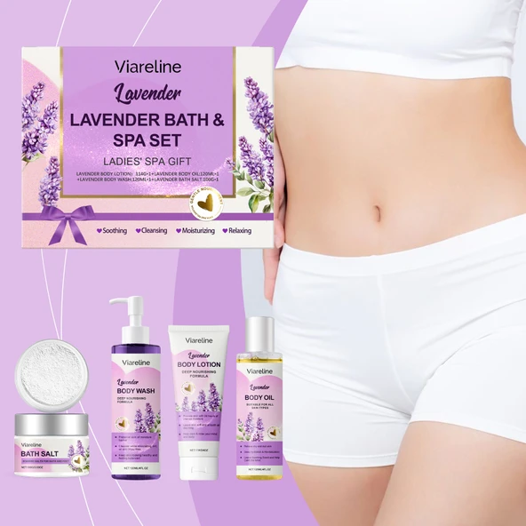 Viareline Lavanta Duş Seti - Nemlendirici, Kokulu, İpeksi, Pürüzsüz - 1 Set