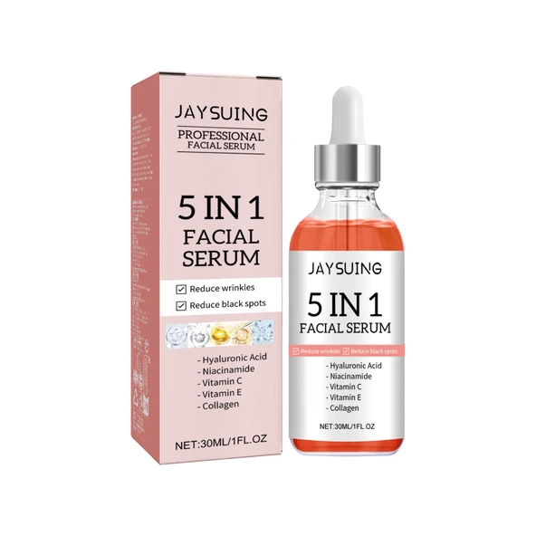 Hyaluronik Asit, Niasinamid ve C Vitamini İçeren 5'i 1 Arada Yüz Serumu - 30ml