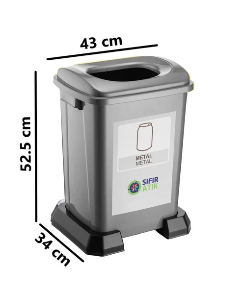 Omnipazar SY-4395 Sıfır Atık Geri Dönüşüm Çöp Kutusu 50 lt 6'lı Set - 2