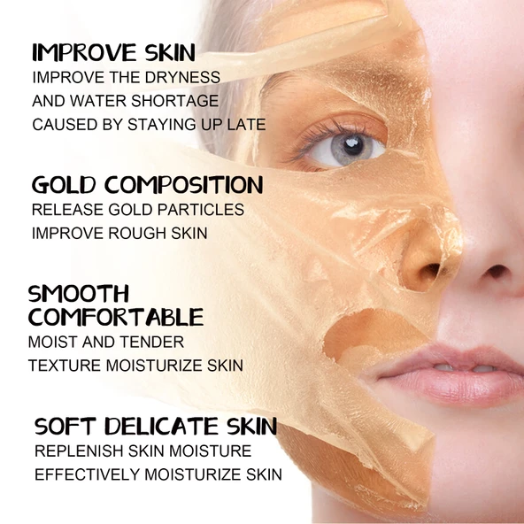 Retinol Altın Yüz Maskesi - Gözenek Temizleme, İnce Çizgi Azaltma, Cilt Sıkılaştırma, Nemlendirici - 100g - 11