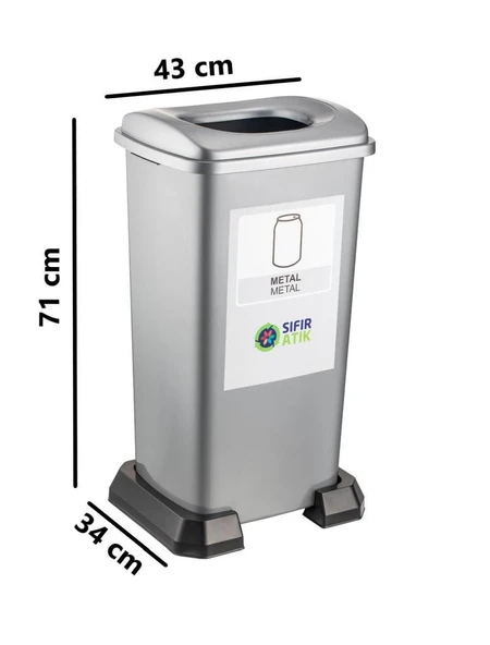 Omnipazar SY-4398 Sıfır Atık Geri Dönüşüm Çöp Kutusu 70 lt 6'lı Set - 2