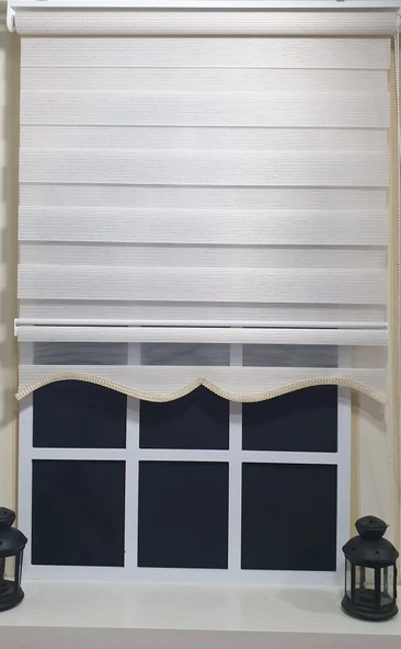 Zebra Stor Perde Bej Etek Dilimli ST 002  Bej 30 x 200 - Resim 4