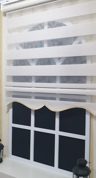 Zebra Stor Perde Bej Etek Dilimli ST 002  Bej 30 x 200 - Resim 2