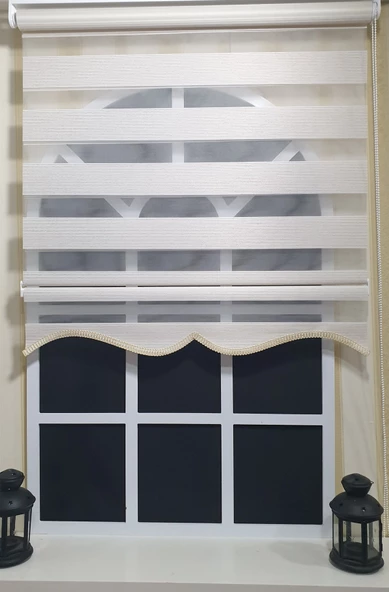 Zebra Stor Perde Bej Etek Dilimli ST 002  Bej 30 x 200 - Resim 3