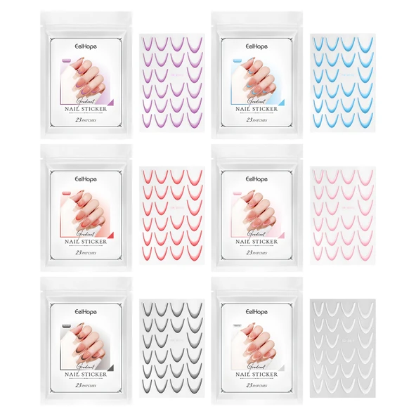 Fransız Gradyan Tırnak Stickerları - Model 3 (23 Adet)