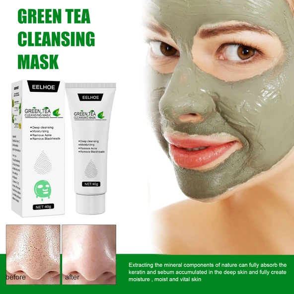 Yeşil Çay Soyulabilir Maske - 40g - Gözenek Sıkılaştırıcı, Siyah Nokta Temizleyici, Nemlendirici