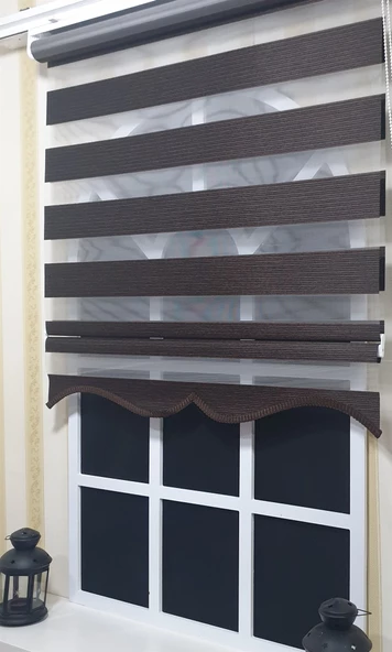 Zebra Stor Perde Kahverengi Etek Dilimli ST 001  Kahverengi 150 x 260 - 2