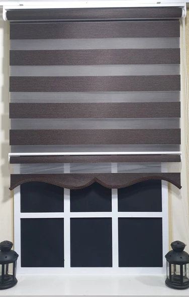 Zebra Stor Perde Kahverengi Etek Dilimli ST 001  Kahverengi 200 x 260 - Resim 4