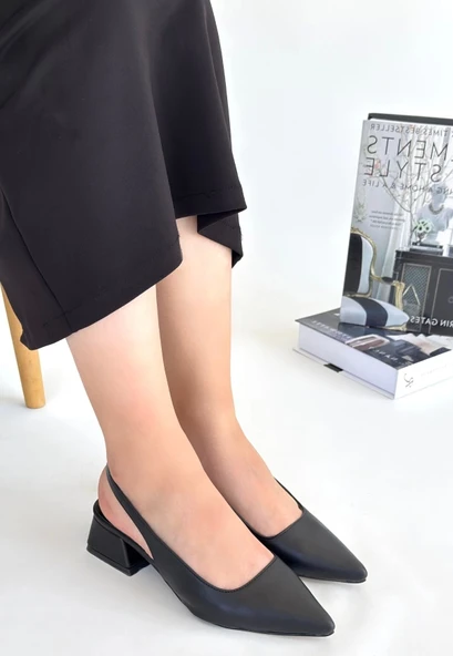 Morji Siyah Cilt Topuklu Ayakkabı - Resim 3