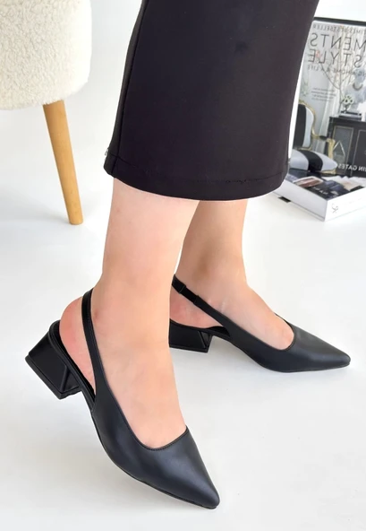 Morji Siyah Cilt Topuklu Ayakkabı - Resim 2