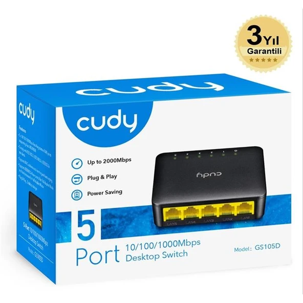 Cudy Gs105D 5 Port 10/100/1000 Yönetilemez Desktop Plastik Kasa Switch - 2