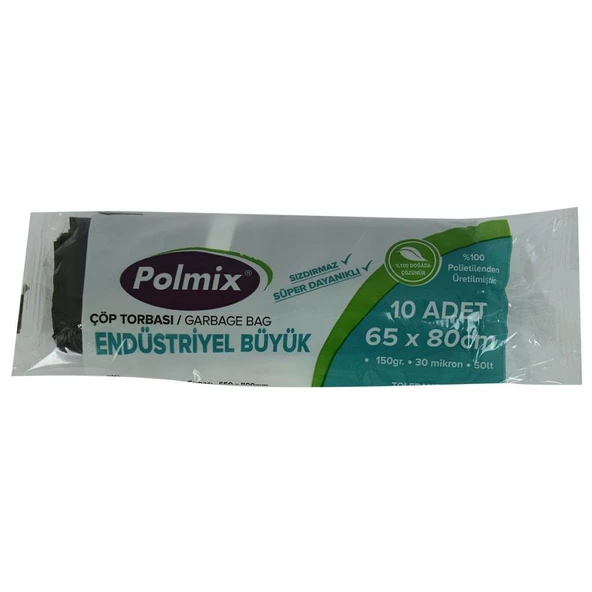 Polmix Çöp Torbası Endüstriyel Büyük Boy 65x80Cm 150G 50L 10 Adt - 5
