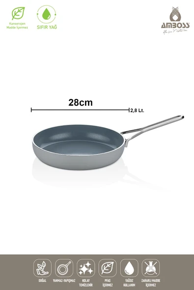 Sera Nova Yanmaz Yapışmaz Seramik Tava 28 cm – Gri - 4